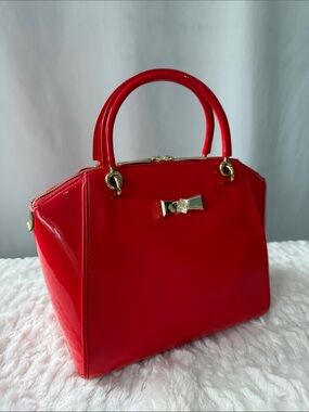 Ted Baker Petra Crystal Metal Bow Small Tote in Bright Red